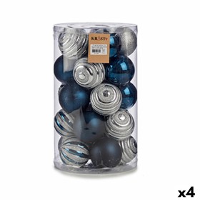 Lot de boules de Noël Bleu Argenté PVC Ø 8 cm (4 Unités) de Krist+, Noël - Réf : S3622464, Prix : 57,37 €, Remise : %