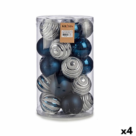 Conjunto de bolas de Natal Azul Prateado PVC Ø 8 cm (4 Unidades) de Krist+, Natal - Ref: S3622464, Preço: 57,37 €, Desconto: %