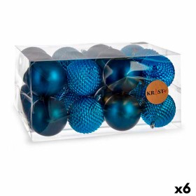 Conjunto de bolas de Natal Azul Plástico Ø 8 cm (6 Unidades) de Krist+, Natal - Ref: S3622484, Preço: 59,05 €, Desconto: %