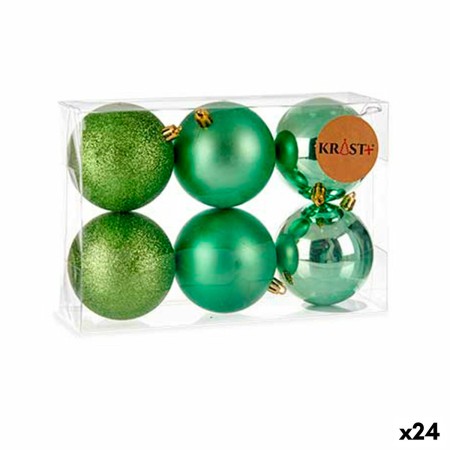 Set de Bolas de Navidad Verde Plástico Ø 8 cm (24 Unidades) de Krist+, Navidad - Ref: S3622488, Precio: 59,00 €, Descuento: %