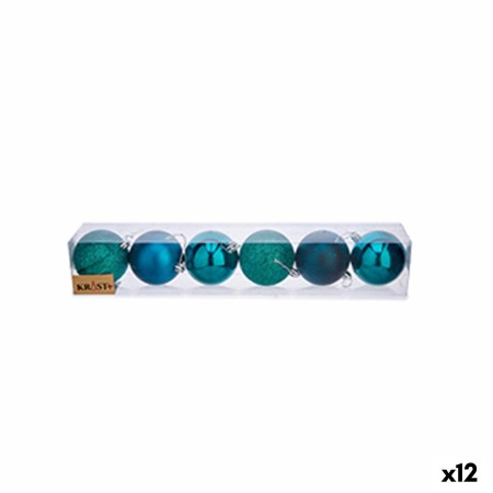 Set de Bolas de Navidad Azul Plástico Ø 7 cm (12 Unidades) de Krist+, Navidad - Ref: S3622498, Precio: 17,07 €, Descuento: %