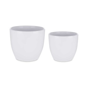 Conjunto de Vasos Ø 22 cm Ø 28 cm 2 Peças Branco Argila de Ibergarden, Vasos para flores - Ref: S3622835, Preço: 21,31 €, Des...