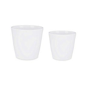 Conjunto de Vasos 2 Peças Ø 22 cm Ø 28 cm Branco Argila de Ibergarden, Vasos para flores - Ref: S3622843, Preço: 20,49 €, Des...