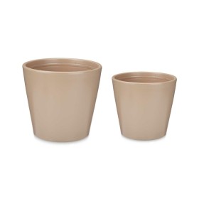 Set of pots 2 Pieces Ø 22 cm Ø 28 cm Beige Clay by Ibergarden, Flower Pots - Ref: S3622844, Price: 20,49 €, Discount: %