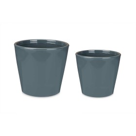 Set de Macetas 2 Piezas Ø 22 cm Ø 28 cm Antracita Arcilla de Ibergarden, Macetas para flores - Ref: S3622846, Precio: 20,49 €...