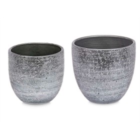 Set of pots Ø 20 cm Ø 25 cm 2 Pieces Grey Silver Ceramic by Ibergarden, Flower Pots - Ref: S3622973, Price: 20,39 €, Discount: %