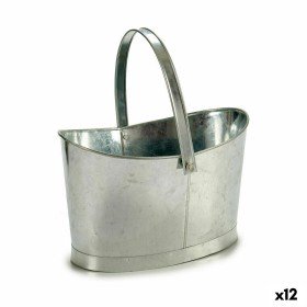 Plant pot Basket Silver Zinc 21 x 19,5 x 35,5 cm (12 Units) by Ibergarden, Flower Pots - Ref: S3623080, Price: 66,38 €, Disco...