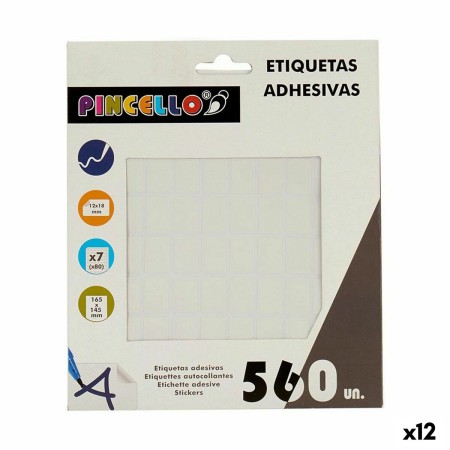 Étiquettes adhésives Blanc 12 x 18 mm Rectangulaire (12 Unités) de Pincello, Étiquettes adhésives et autocollants - Réf : S36...