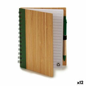 Spiral Notebook with Pen 14 x 18 cm Bamboo (12 Units) by Pincello, Wirebound Notebooks - Ref: S3623275, Price: 22,60 €, Disco...