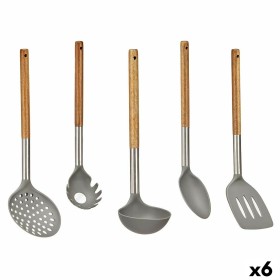 Conjunto de Utensílios de Cozinha Cinzento Aço inoxidável Acácia (6 Unidades) de Kinvara, Espátulas - Ref: S3623303, Preço: 6...