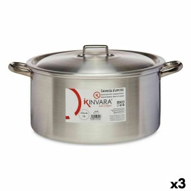 Casserole with lid Silver Aluminium 15 L (3 Units) by Kinvara, Casserole pans - Ref: S3623658, Price: 67,24 €, Discount: %