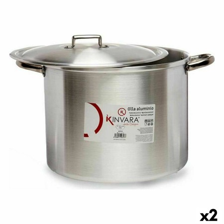 Olla con Tapa Plateado Aluminio 44 x 30 x 35 cm (2 Unidades) de Kinvara, Ollas rectas - Ref: S3623671, Precio: 55,28 €, Descu...