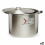 Casserole with Lid Silver Aluminium 53 x 34 x 43 cm (2 Units) by Kinvara, Stockpots - Ref: S3623675, Price: 100,76 €, Discoun...