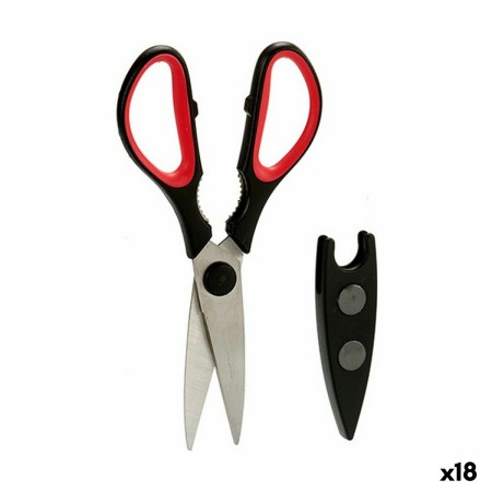 Scissors Kitchen 21 x 8 x 1 cm Red Black Steel Natural rubber polypropylene (18 Units) by Kinvara, Kitchen Scissors - Ref: S3...