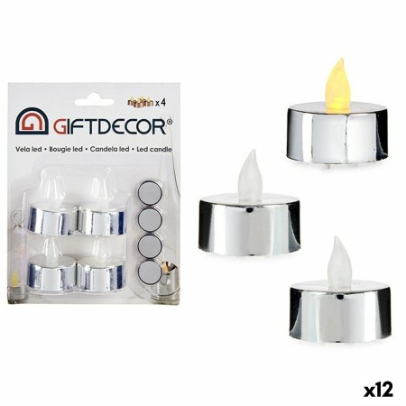 Ensemble de Bougies 4 x 4 x 3,7 cm Argenté (12 Unités) de Gift Decor, Bougies à LED - Réf : S3623791, Prix : 18,89 €, Remise : %