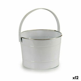 Planter Bucket White Silver Zinc 25 x 29,5 x 27 cm (12 Units) by Ibergarden, Cachepots - Ref: S3623812, Price: 53,87 €, Disco...