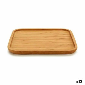 Snack tray Squared Brown Bamboo 25 x 1,5 x 25 cm (12 Units) by Kinvara, Plates and dishes - Ref: S3623919, Price: 48,70 €, Di...