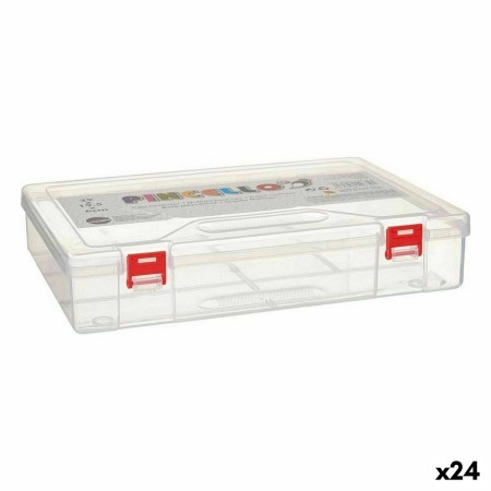 Boîte Multiusage Rouge Transparent Plastique 29,5 x 6 x 20,5 cm (24 Unités) de Pincello, Boîtes et coffres de rangement - Réf...