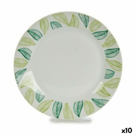 Piatto da Dolce Fogli Bianco Verde Ø 19 cm Porcellana (10 Unità) di BigBuy Home, Piatti e teglie - Rif: S3624280, Prezzo: 20,...