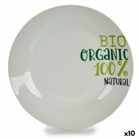 Flat Plate Organic Porcelain 24,4 x 2,6 x 24,4 cm (10 Units) by BigBuy Home, Plates and dishes - Ref: S3624286, Price: 23,52 ...