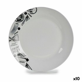 Assiette plate Ø 24,4 cm Noir Blanc Porcelaine Pâtes (10 Unités) de BigBuy Home, Plats et plateaux - Réf : S3624288, Prix : 2...