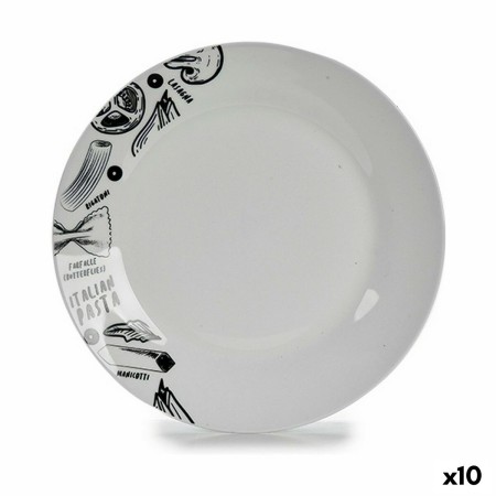 Plato Llano Ø 24,4 cm Negro Blanco Porcelana Pasta (10 Unidades) de BigBuy Home, Platos y fuentes - Ref: S3624288, Precio: 23...