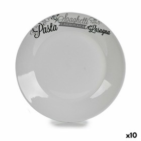 Plato Llano Ø 24,4 cm Negro Blanco Porcelana Pasta (10 Unidades) de BigBuy Home, Platos y fuentes - Ref: S3624291, Precio: 23...