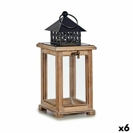 Farol Marrón Negro Madera Metal 13 x 29 x 13 cm (6 Unidades) de Gift Decor, Candelabros y portavelas - Ref: S3624351, Precio:...