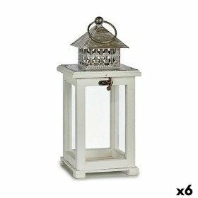 Lanterne Blanc Argenté Bois Métal 13 x 29 x 13 cm (6 Unités) de Gift Decor, Bougeoirs et chandeliers - Réf : S3624352, Prix :...