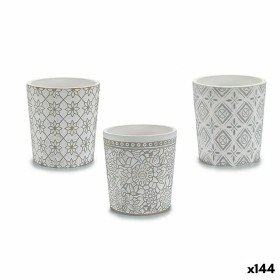 Blumentopf Muster Weiß Grau aus Keramik 12,3 x 12 x 12,3 cm (144 Stück) von Ibergarden, Übertöpfe - Ref: S3624517, Preis: 216...