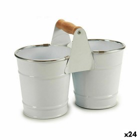 Cache-pot Double Blanc Argenté Bois Zinc 20 x 15 x 10,2 cm (24 Unités) de Ibergarden, Cache-pots - Réf : S3624584, Prix : 59,...