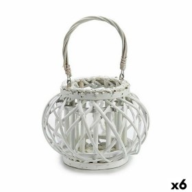 Candleholder White wicker Glass 30 x 19 x 25,5 cm (6 Units) by Gift Decor, Candelabras and candle holders - Ref: S3624602, Pr...