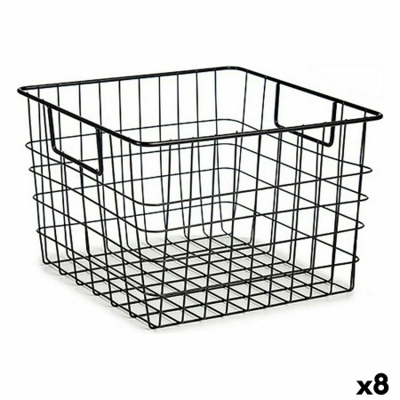 Panier Avec des poignées Noir Acier 29 x 19,5 x 32 cm (8 Unités) de Kinvara, Boîtes et coffres de rangement - Réf : S3624771,...