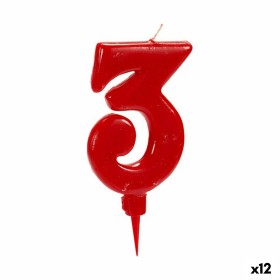 Candle Birthday Red Number 3 (12 Units) by BigBuy Party, Party items - Ref: S3624801, Price: 13,84 €, Discount: %