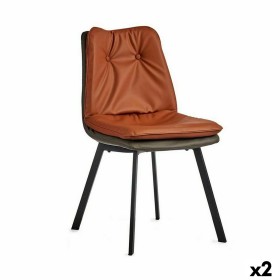 Armchair Buttons Brown Black Grey Steel 62 x 85 x 47 cm (2 Units) by Gift Decor, Chairs - Ref: S3624969, Price: 145,77 €, Dis...