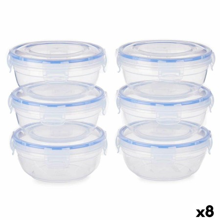 Conjunto de Lancheiras Hermético Azul Transparente Plástico 800 ml 15,5 x 7,5 x 15,5 cm (8 Unidades) | Tienda24 - Global Online Shop Tienda24.eu