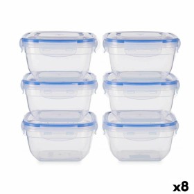 Set of lunch boxes Hermetic Blue Transparent Plastic 900 ml 14,5 x 8,5 x 14,5 cm (8 Units) by Leknes, Food storage - Ref: S36...