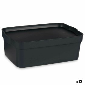 Boîte de rangement avec couvercle Anthracite Plastique 6 L 21 x 11 x 32 cm (12 Unités) de Kipit, Boîtes et coffres de rangeme...