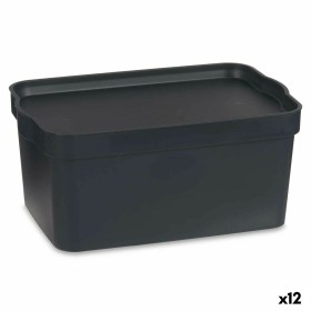 Boîte de rangement avec couvercle Anthracite Plastique 7,5 L 21 x 14,2 x 32 cm (12 Unités) de Kipit, Boîtes et coffres de ran...