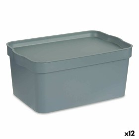 Boîte de rangement avec couvercle Gris Plastique 7,5 L 21 x 14,2 x 32 cm (12 Unités) de Kipit, Boîtes et coffres de rangement...