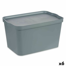 Caixa de Armazenagem com Tampa Antracite Plástico 6 L 21 x 11 x 32 cm (12 Unidades) | Tienda24 - Global Online Shop Tienda24.eu