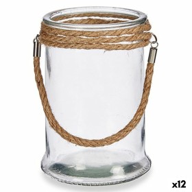 Candleholder Transparent Glass Seagrass 12,5 x 17 x 12,5 cm (12 Units) by Gift Decor, Candelabras and candle holders - Ref: S...