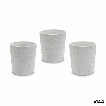 Planter Pattern White Ceramic 12,3 x 12 x 12,3 cm (144 Units) by Ibergarden, Cachepots - Ref: S3625180, Price: 216,54 €, Disc...