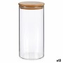 Bote Marrón Transparente Bambú Vidrio de Borosilicato 1,4 L 10,3 x 21 x 10,3 cm (12 Unidades) de Vivalto, Almacenamiento de a...