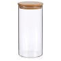 Bote Marrón Transparente Bambú Vidrio de Borosilicato 1,4 L 10,3 x 21 x 10,3 cm (12 Unidades) de Vivalto, Almacenamiento de a...