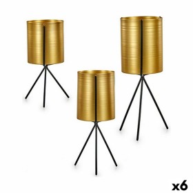 Set of Planters Black Golden Metal (6 Units) by Gift Decor, Cachepots - Ref: S3625215, Price: 58,75 €, Discount: %