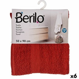 Bath towel Terracotta colour 50 x 90 cm (6 Units) by Berilo, Towels - Ref: S3625238, Price: 21,07 €, Discount: %