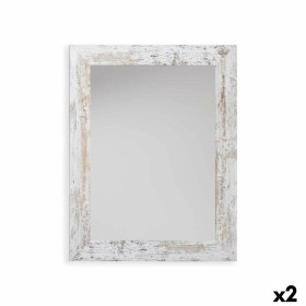 Miroir mural Harry Blanc Bois verre 64,5 x 84,5 x 1,5 cm (2 Unités) de Gift Decor, Miroirs muraux - Réf : S3625284, Prix : 64...