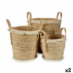 Set of Baskets Natural Straw (2 Units) by Gift Decor, Storage baskets - Ref: S3625294, Price: 63,97 €, Discount: %