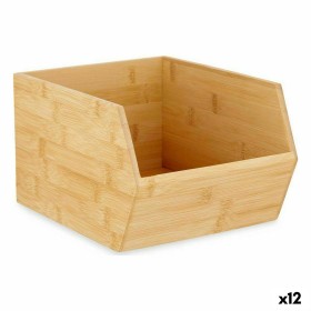 Caixa de Organização Empilhável Castanho Bambu 20,1 x 15,1 x 25 cm (12 Unidades) de Kinvara, Prateleiras e estantes - Ref: S3...